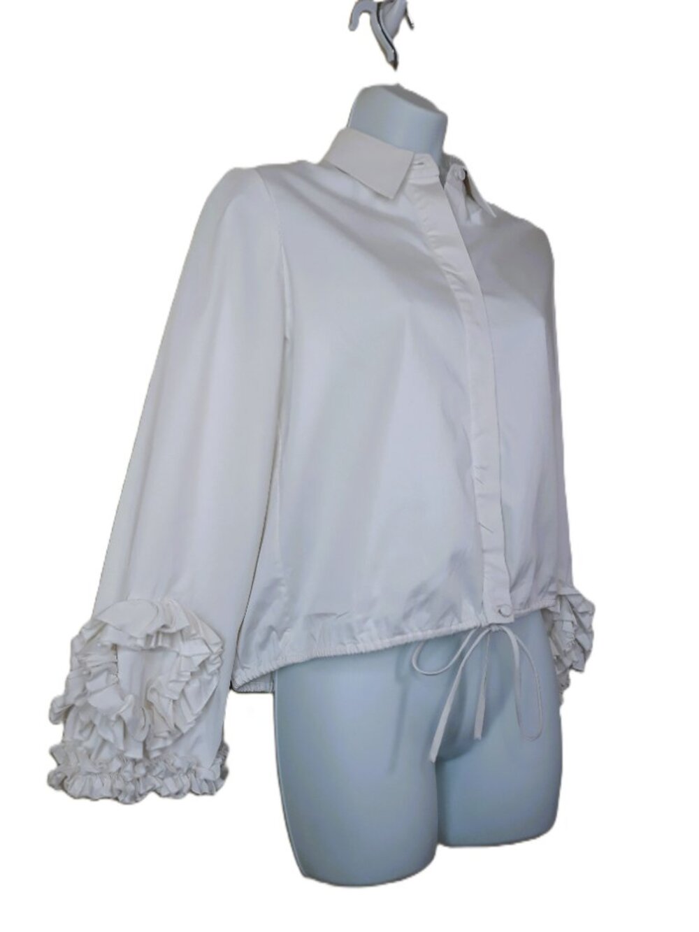 Alexis Ruffle Sleeve Top Off-White Button Front Small - Picture 2 of 7